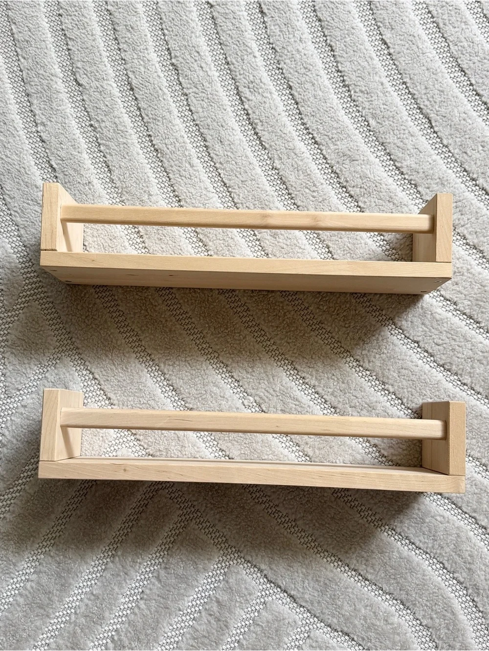 IKEA Natural Wood Wall Shelf Pair - Light Wood Finish